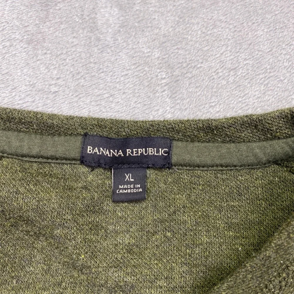 Banana Republic Mens XL‎ Olive Green Ribbed Raglan Crewneck Sweatshirt Pullover